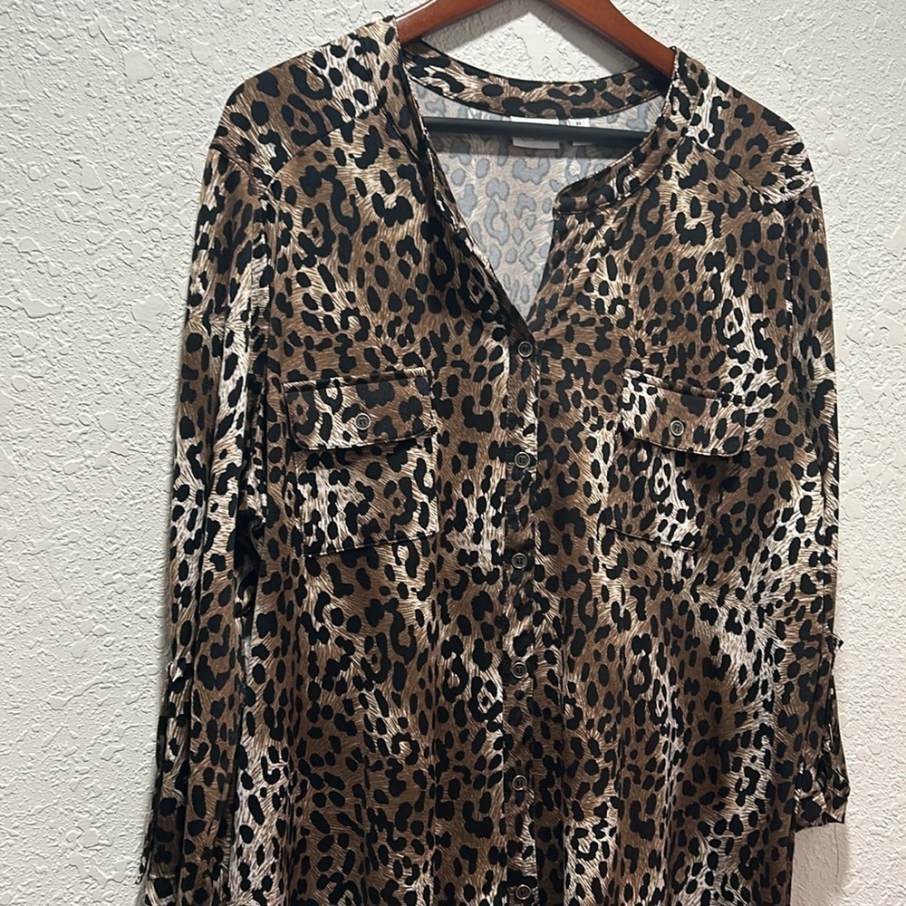 Kim Kim rogers long sleeve animal print blouse size XL GUC